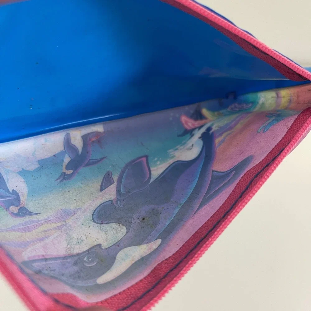 Lisa Frank Pencil Pouch Case Max Splash Whale Dolphin Penguin 90s VTG Retro RARE